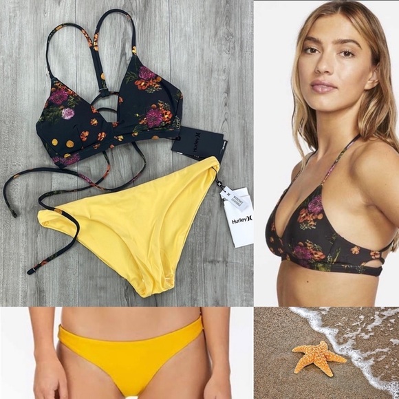 ☀️HURLEY☀️ WINTER FLORMAL SURF BOTTOMS BIKINI SET - Picture 1 of 16